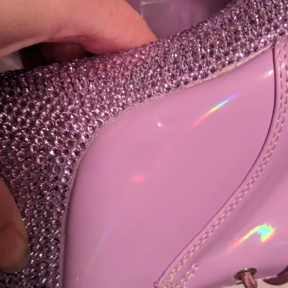 Iridescent Purple Lilac Lavender Platform Heel Boots - Picture 5 of 11